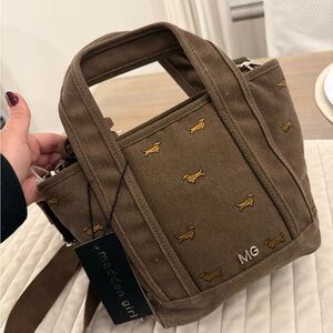 Madden Girl Tan Tote with Dog Embroidery